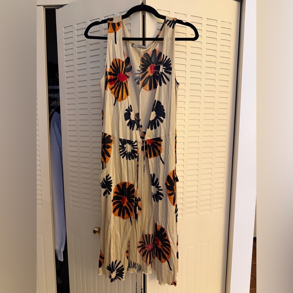 Philosophy di Alberta Ferretti Floral Wrap Dress Made in Italy Silk Feel Midi